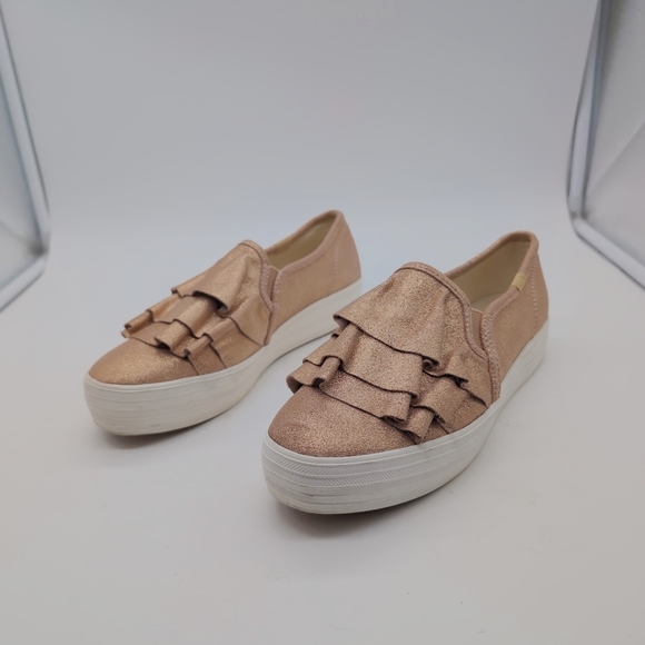 Keds Women's Sz 8.5  Triple Ruffle Metallic Suede Slip-On Sneakers WH59315 - Picture 10 of 10